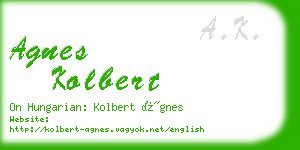 agnes kolbert business card